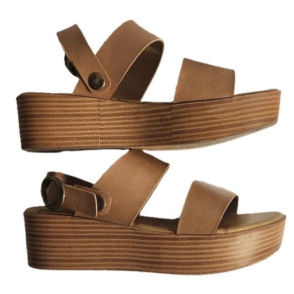 Blowfish Malibu Brown Platform Faux Leather Sandals Size US 7.5. - Picture 1 of 5
